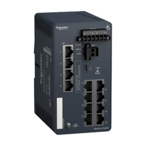 Schneider Electric MCSESM123F23G0 - Modicon Managed Switch - 8 ports for copper + 4 Gigabit ports for copper