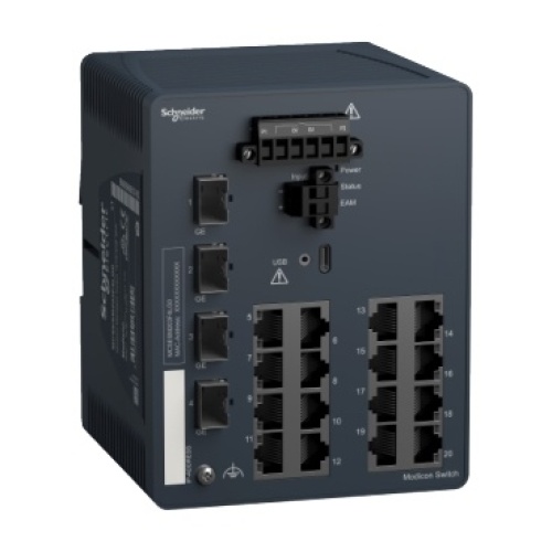 Schneider Electric MCSESM203F4LG0 - network switch, Modicon Networking, managed, 16 ports for copper with 4Gigabit SFP