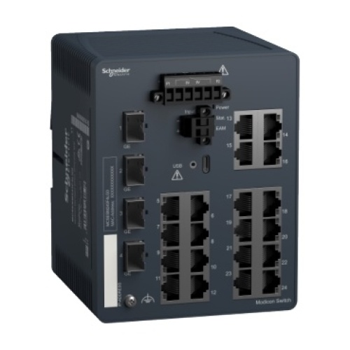 Schneider Electric MCSESM243F4LG0 - network switch, Modicon Networking, managed, 20 ports for copper with 4Gigabit SFP