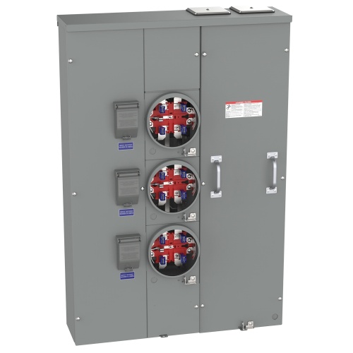 Schneider Electric MPH43200 Meter Stack - 120/240 VAC, 5 Jaws, 3 Meter Sockets, NEMA 3R