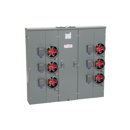 Schneider Electric MPH86200 Meter Stack - 120/240 VAC, 5 Jaws, 6 Meter Sockets, NEMA 3R