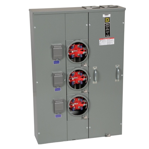 Schneider Electric MPR43200 Meter Stack - 120/240 VAC, 5 Jaws, 3 Meter Sockets, NEMA 3R
