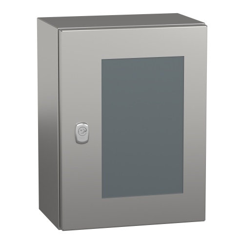 Schneider Electric NSYS3X4320T Spacial S3X Wall Mounted 304 Stainless Steel Enclosure - IP66, 15.75" x 11.81" x 7.87" (HxWxD)