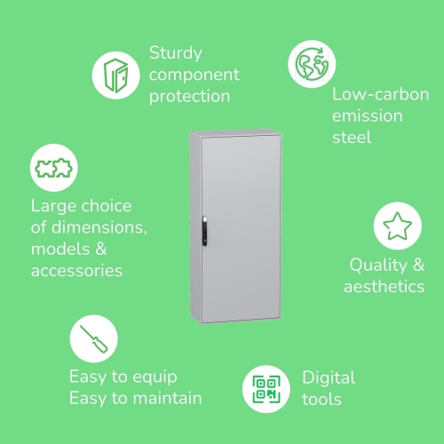 Schneider Electric NSYSM16830P Spacial SM Floor-standing Galvanized Steel Enclosure - , 62.99" x 31.5" x 11.81" (HxWxD)