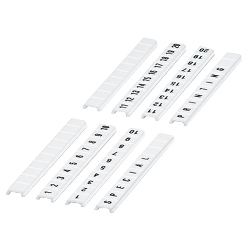 Schneider Electric NSYTRABF610 - NSYTRABF610 Marking strip, Linergy TR, clip in type, flat, 6mm, printed characters 1 to 10, printed horizontal, white, Set of 10