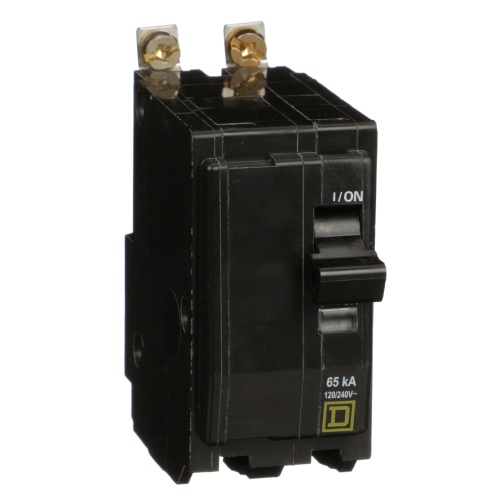 Schneider Electric QHB215 Mini circuit breaker, QO, 15A, 2 pole, 120/240 VAC, 65 kA, bolt on mount