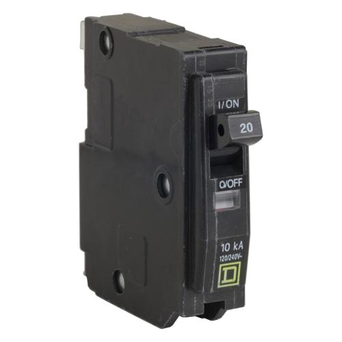 Schneider Electric QO110VH Mini circuit breaker, QO, 10A, 1 pole, 120/240 VAC, 22 kA, plug in mount