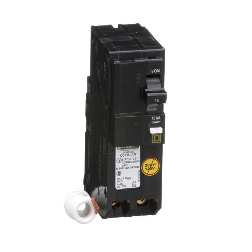 Schneider Electric QO215CAFI - QO Miniature circuit-breaker, 15 Amp, Two Pole, 10 kA, 120/240 VAC