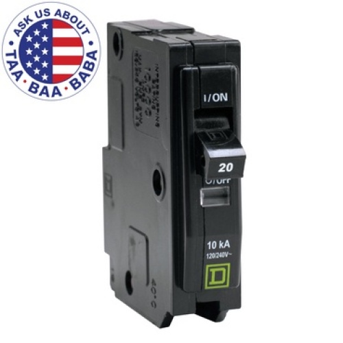 Schneider Electric QO220GFIZ - Miniature circuit-breaker, 20 Amp, 240 VAC