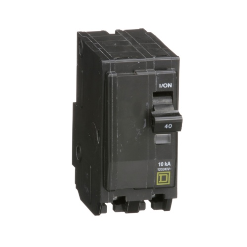 Schneider Electric QO240 Mini circuit breaker, QO, 40A, 2 pole, 120/240 VAC, 10 kA, plug in mount