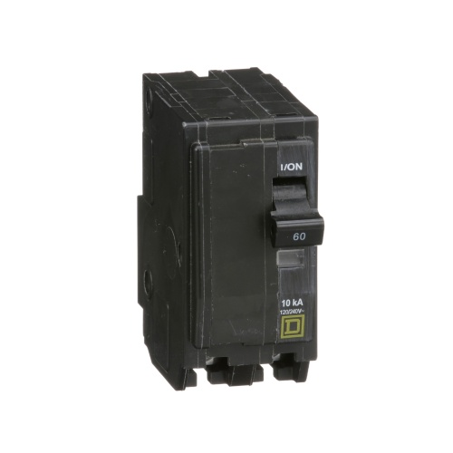 Schneider Electric QO260 Mini circuit breaker, QO, 60A, 2 pole, 120/240 VAC, 10 kA, plug in mount