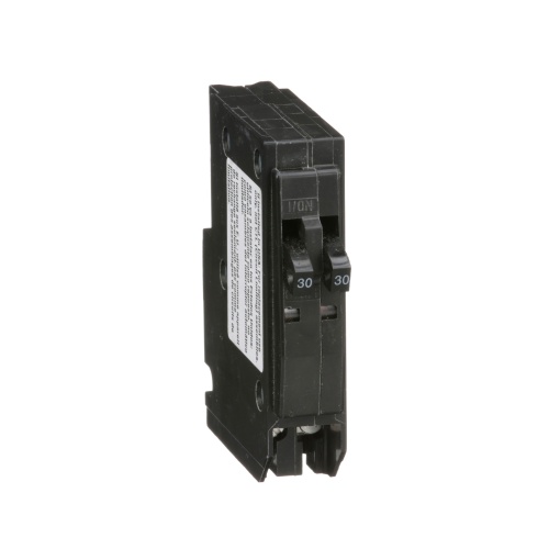 Schneider Electric QO3030 Tandem mini circuit breaker, QO, 2 x 1 pole at 30A, 120/240 VAC, 10 kA, plug in mount