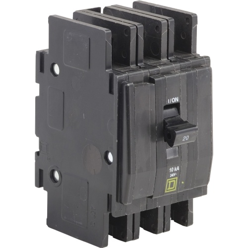 Schneider Electric QOU3105283 QOU Miniature Circuit Breaker, 10A, 3P, 240V, 10kA, Ring Terminal