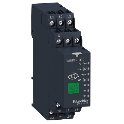 Schneider Electric RMNF22TB30 3-phase control relay, Harmony Control Relays, 8A, 2CO, overfrequency and underfrequency, 208â€¦480V AC