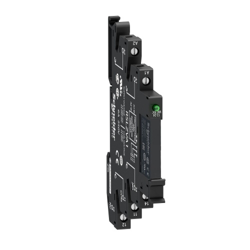 Schneider Electric RSL1PVJU Slim interface relay pre-assembled, 6 A, 1 CO, LED, protection module, spring terminal, 12 V AC
