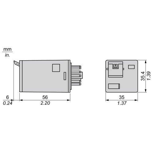 Schneider Electric RUMC21B7 universal plug-in relay - Zelio RUM - 2 C/O - 24 V AC - 10 A