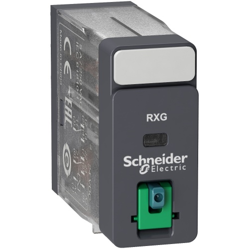 Schneider Electric RXG21BD Interface plug-in relay, 5 A, 2 CO, lockable test button, 24 V DC
