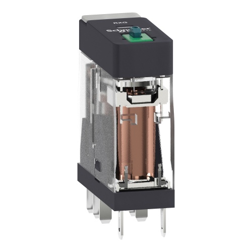 Schneider Electric RXG21BD Interface plug-in relay, 5 A, 2 CO, lockable test button, 24 V DC