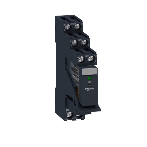 Schneider Electric RXG23BDPV Relay Plug-In-Electromagnetic - pre assembled, 5A, 2CO, with LED, 24V DC