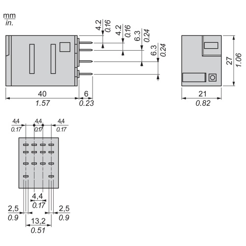 Schneider Electric RXM4AB3B7 Miniature Plug-in relay - Zelio RXM 4 C/O 24 V AC 6 A with LED