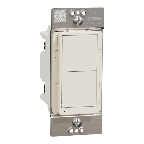 Schneider Electric SQR14102LAZ - Switch, X Series, Z-wave Plus energy monitoring, single pole, 3 way, matte finish, light almond