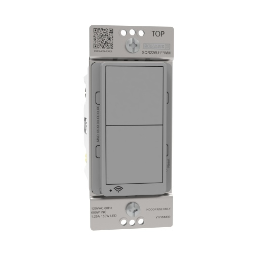 Schneider Electric SQR141U1GYWM Switch, X Series, single pole, 3 way, WiFi, Matter, gray