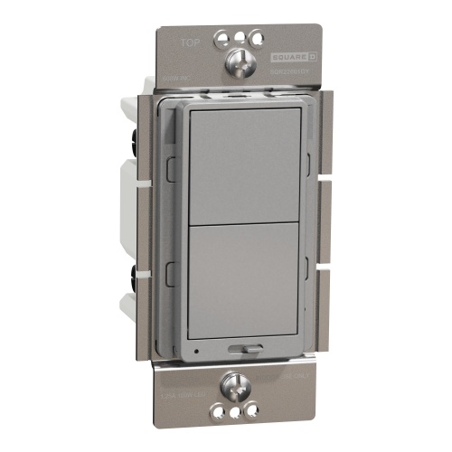 Schneider Electric SQR22601GY - Dimmer, X Series, rocker, 600W, single pole, 3 way, gray, matte finish