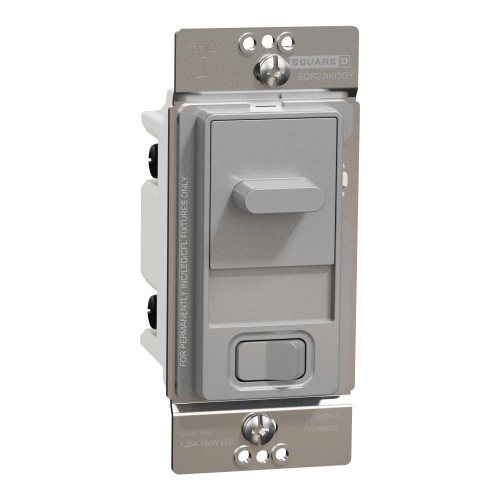 Schneider Electric SQR22603GY - Dimmer, X Series, slide, 500W, single pole, 3 way, gray, matte finish