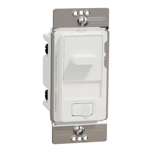 Schneider Electric SQR22603WH - Dimmer, X Series, slide, 500W, single pole, 3 way, white, matte finish