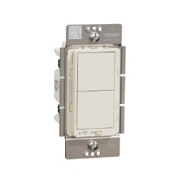 Schneider Electric SQR226U1LAW - Dimmer, X Series, rocker, 600W, single pole, 3 way, WiFi connected, light almond, matte finish