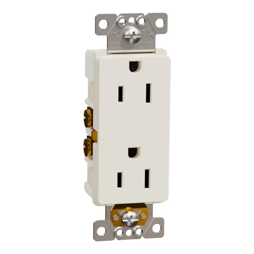 Schneider Electric SQR44101LA - Socket-outlet, X Series, 15A, decorator, tamper resistant, residential, light almond, matte finish