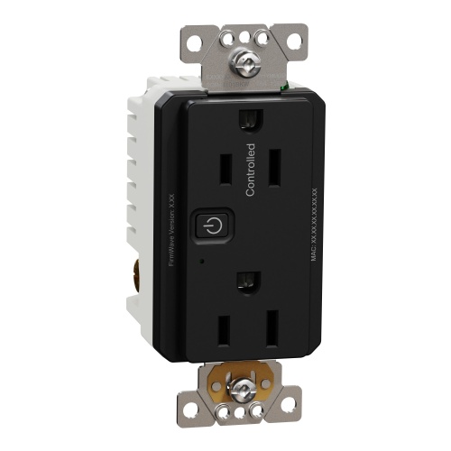 Schneider Electric SQR44102BKZ - Socket-outlet, X Series, Z-Wave Plus energy monitoring, 15A, 125V, tamper resistant, matte finish, black
