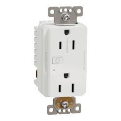 Schneider Electric SQR44102WHZ - Socket-outlet, X Series, Z-Wave Plus energy monitoring, 15A, 125V, tamper resistant, matte finish, white