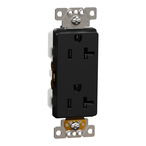 Schneider Electric SQR44201BK - Socket-outlet, X Series, 20A, decorator, tamper resistant, commercial, black, matte finish