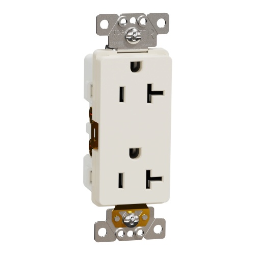 Schneider Electric SQR44201LA - Socket-outlet, X Series, 20A, decorator, tamper resistant, commercial, light almond, matte finish