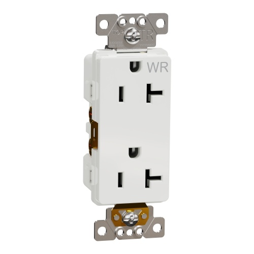 Schneider Electric SQR44214WH - Socket-outlet, X Series, 20A, decorator, tamper resistant, weatherproof, commercial, white, matte finish
