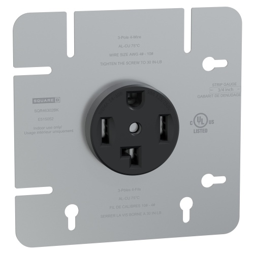 Schneider Electric SQR46302BK Socket-outlet, X Series, 30A, standard, for dryer,