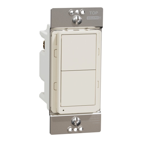 Schneider Electric SQR50101LAZ - Switch, X Series, Z-wave Plus energy monitoring, 3 way, matte finish, light almond
