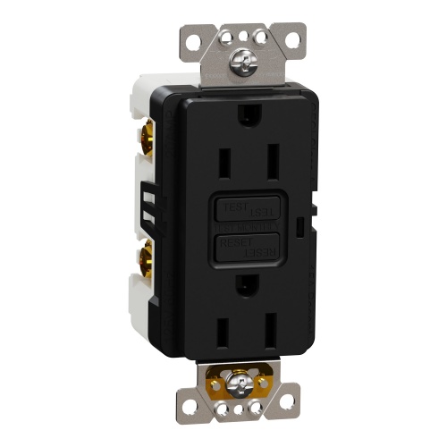 Schneider Electric SQR51101BK - Socket-outlet, X Series, 15A, decorator, GFCI, tamper resistant, residential, black, matte finish