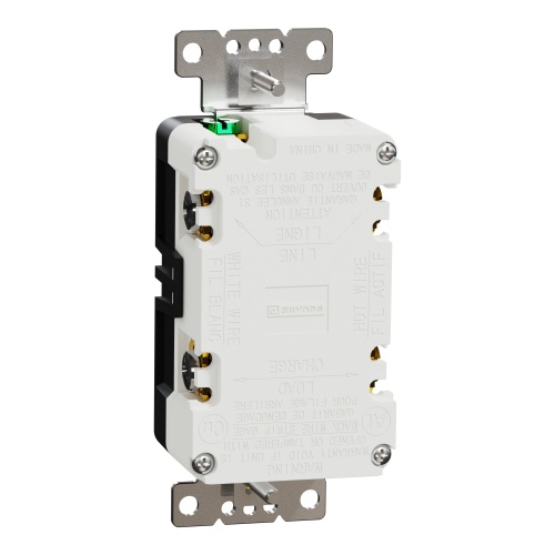 Schneider Electric SQR51101BK - Socket-outlet, X Series, 15A, decorator, GFCI, tamper resistant, residential, black, matte finish