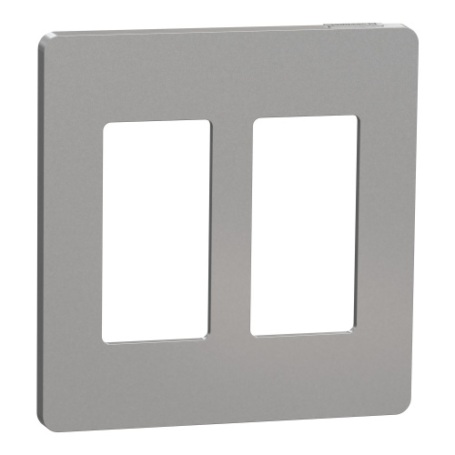Schneider Electric SQWP141002GY - Cover frame, X Series, 2 gangs, screwless, gray, matte finish