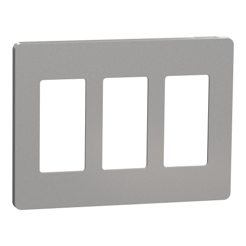 Schneider Electric SQWP141003GY - Cover frame, X Series, 3 gangs, screwless, gray, matte finish