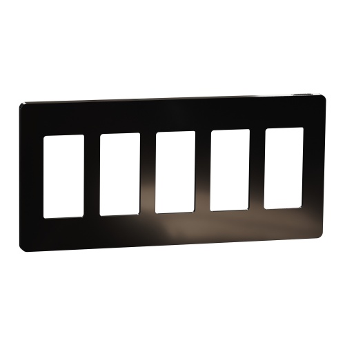 Schneider Electric SQWP141005BK - Cover frame, X Series, 5 gangs, screwless, black, matte finish