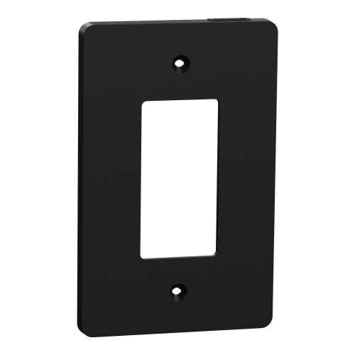 Schneider Electric SQWS141001BK - Cover frame, X Series, 1 gang, screw fixed, mid sized plus, black, matte finish