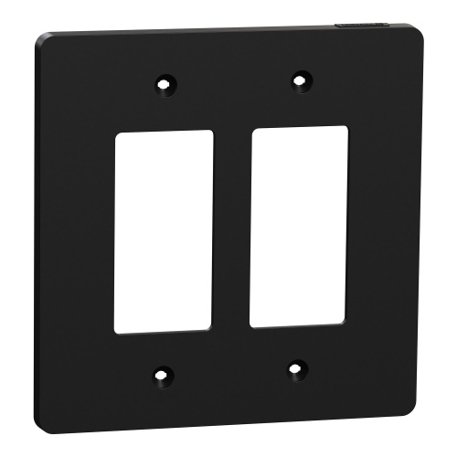 Schneider Electric SQWS141002BK - Cover frame, X Series, 2 gangs, screw fixed, mid sized plus, black, matte finish