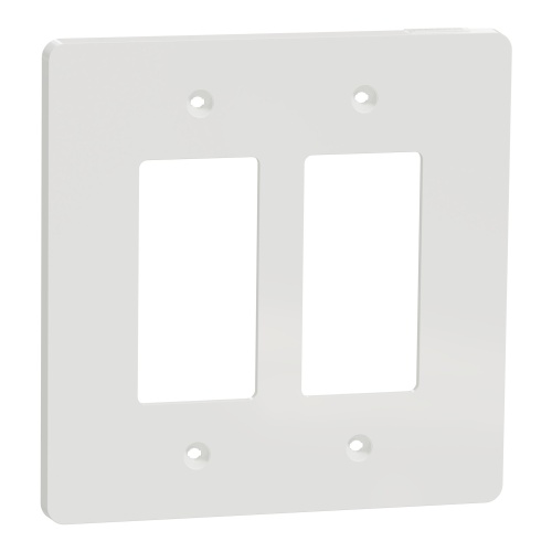 Schneider Electric SQWS141002WH - Cover frame, X Series, 2 gangs, screw fixed, mid sized plus, white, matte finish