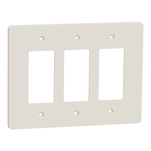 Schneider Electric SQWS141003LA - Cover frame, X Series, 3 gangs, screw fixed, mid sized plus, light almond, matte finish