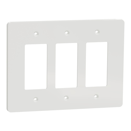 Schneider Electric SQWS141003WH - Cover frame, X Series, 3 gangs, screw fixed, mid sized plus, white, matte finish