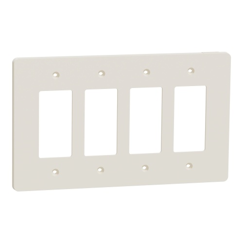 Schneider Electric SQWS141004LA - Cover frame, X Series, 4 gangs, screw fixed, mid sized plus, light almond, matte finish