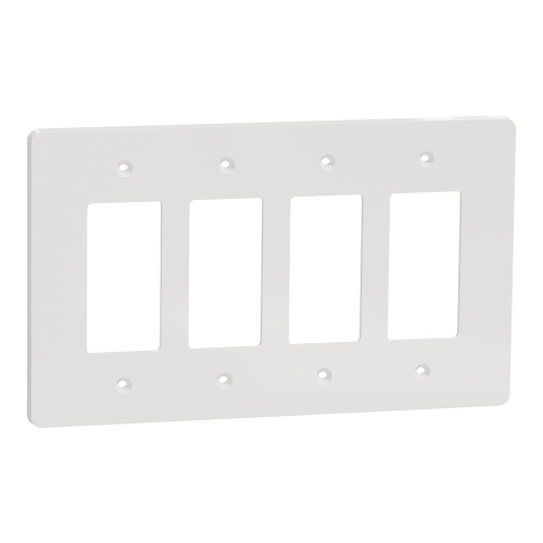 Schneider Electric SQWS141004WH - Cover frame, X Series, 4 gangs, screw fixed, mid sized plus, white, matte finish